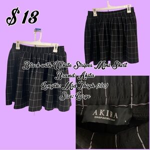 AKIRA Black and White Grid Mini Skirt